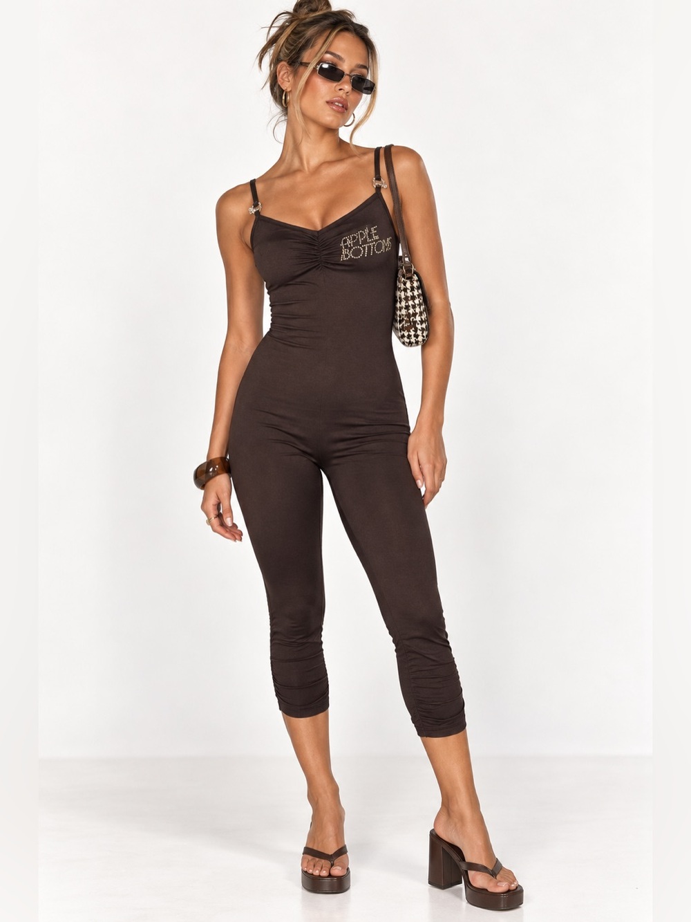 NWT VINTAGE 90;s Y2K Apple Bottoms Brown Sleeveless Bodysuit